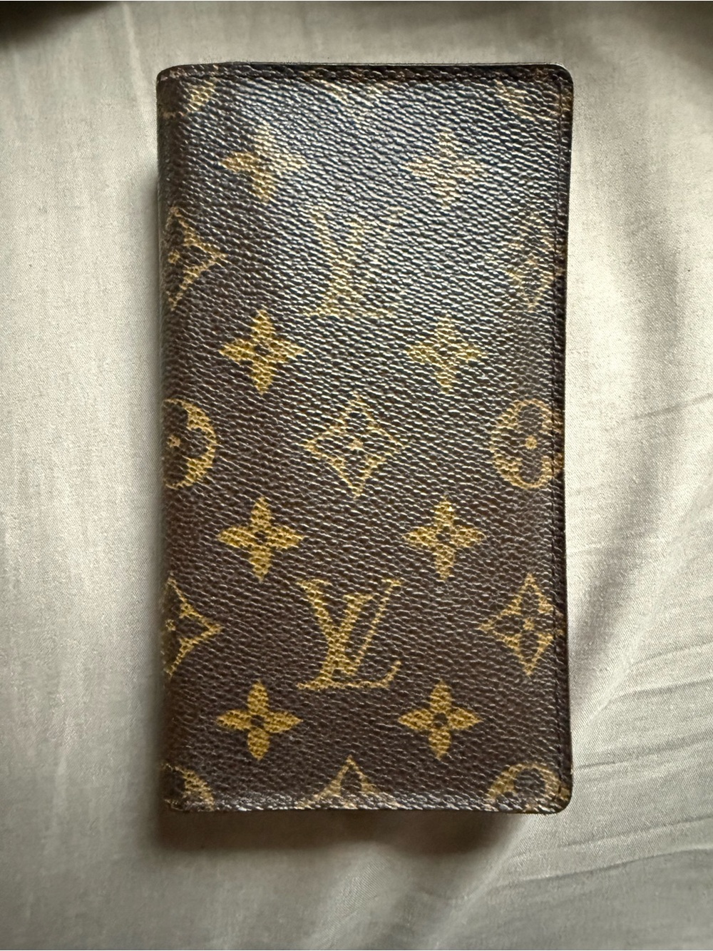 Louis Vuitton Brown Textured Trifold Wallet/Checkbook holder